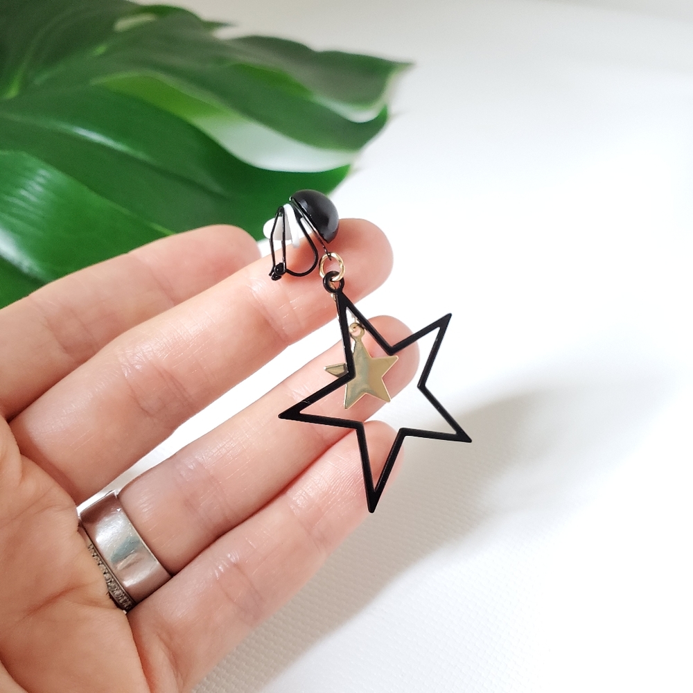 Clip On Rock Star Dangling Lightweight Earrings - Picture 3 of 3